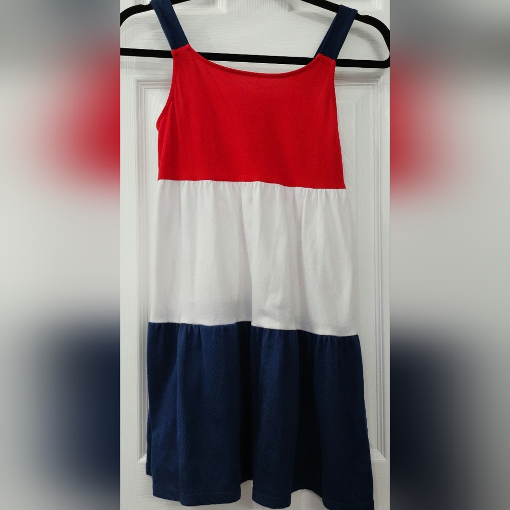 Red White & Blue Sleeveless Dress Size: 7/8
